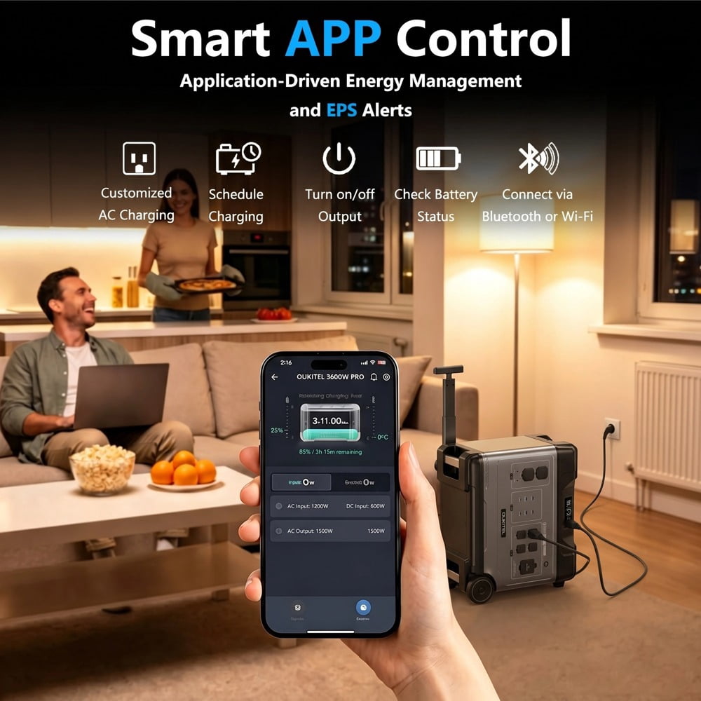 OUKITEL P5000pro 5120Wh Portable Power Station, 3600W High Output, LiFePO4 Battery, 7200W Surge, Multi-Device Charging, Fast AC/Solar/Car Recharge, Home Backup & RV Ready