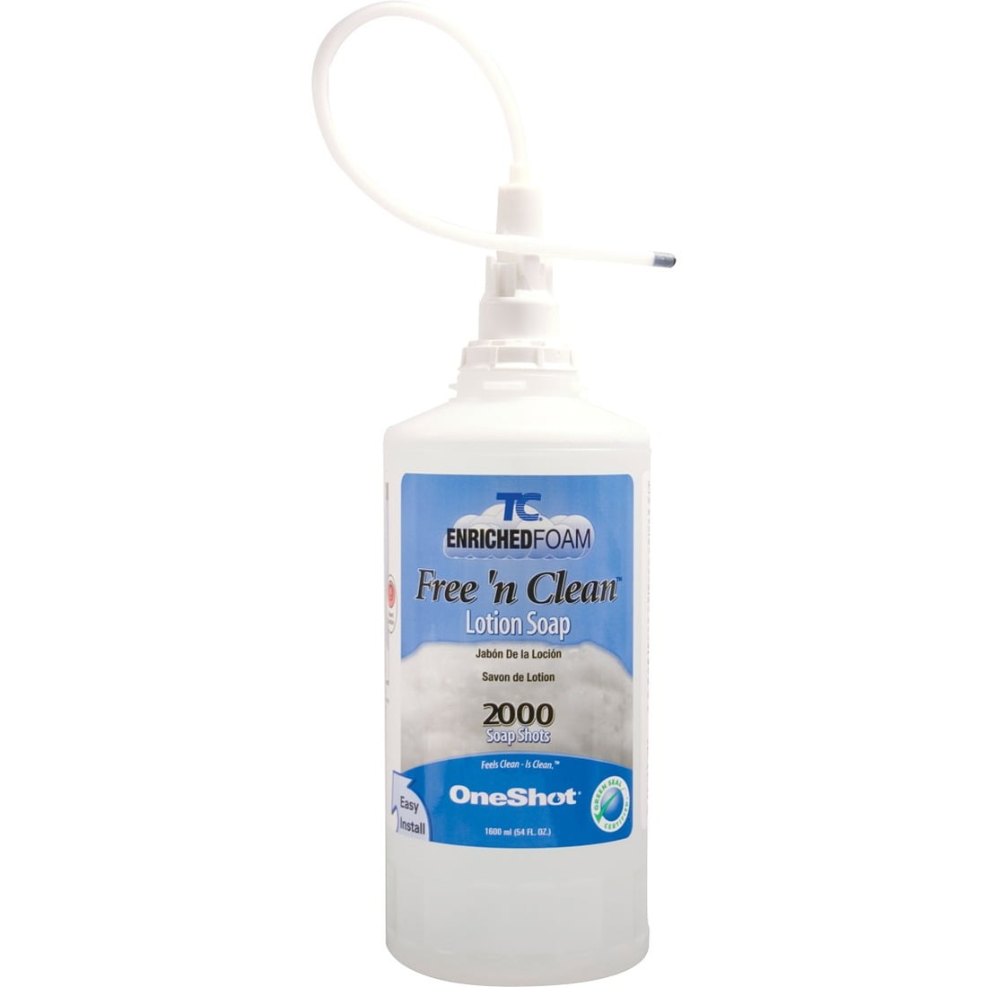 Rubbermaid Commercial, RCP750389, One Shot Foam Free 'N Clean Soap, 4 / Carton, Multicolor, 54.1 fl oz (1600 mL)