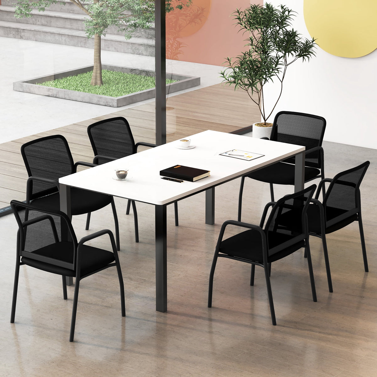 Gymax Meeting Room Chair Set of 12 Waiting Room Chairs w/ Ergonomic Backrest & Armrests