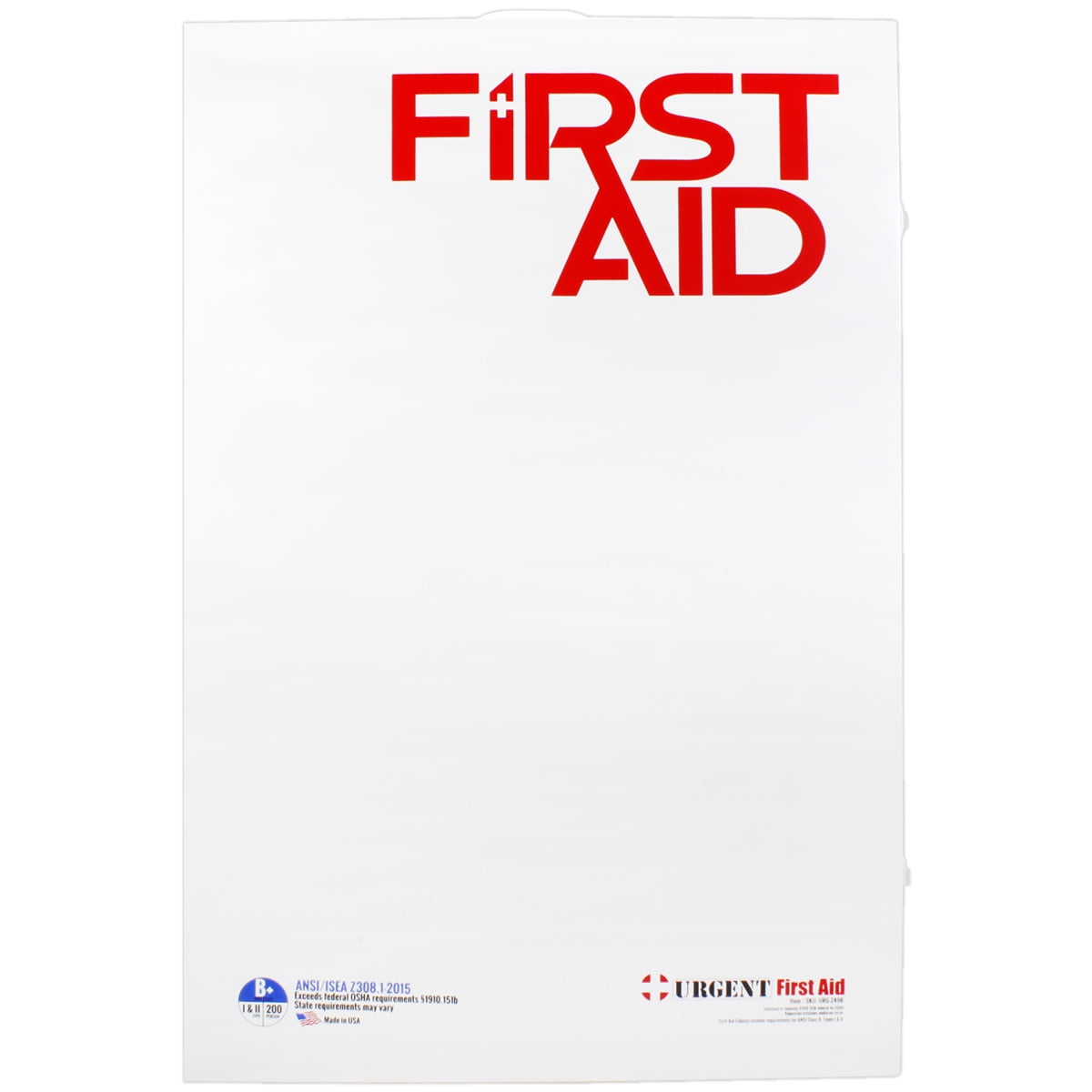 OSHA & ANSI 5 Shelf Industrial First Aid Cabinet with Pocket Liner, 200 Person, 1887 Pieces, 2015 Class B+, Types I & II, Made in USA by Urgent First Aid™ with extra content & NEW ANSI First Aid Guide