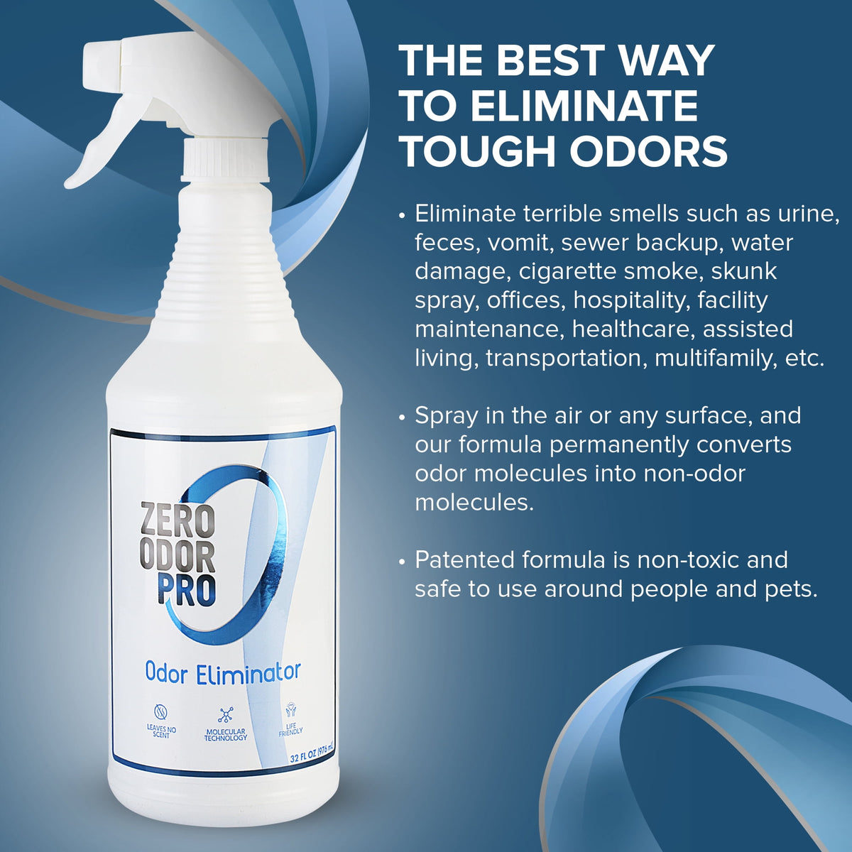 Zero Odor Commercial Odor Eliminator Spray Smell Remover Air & Surface Deodorizer Couch Carpet 32 oz