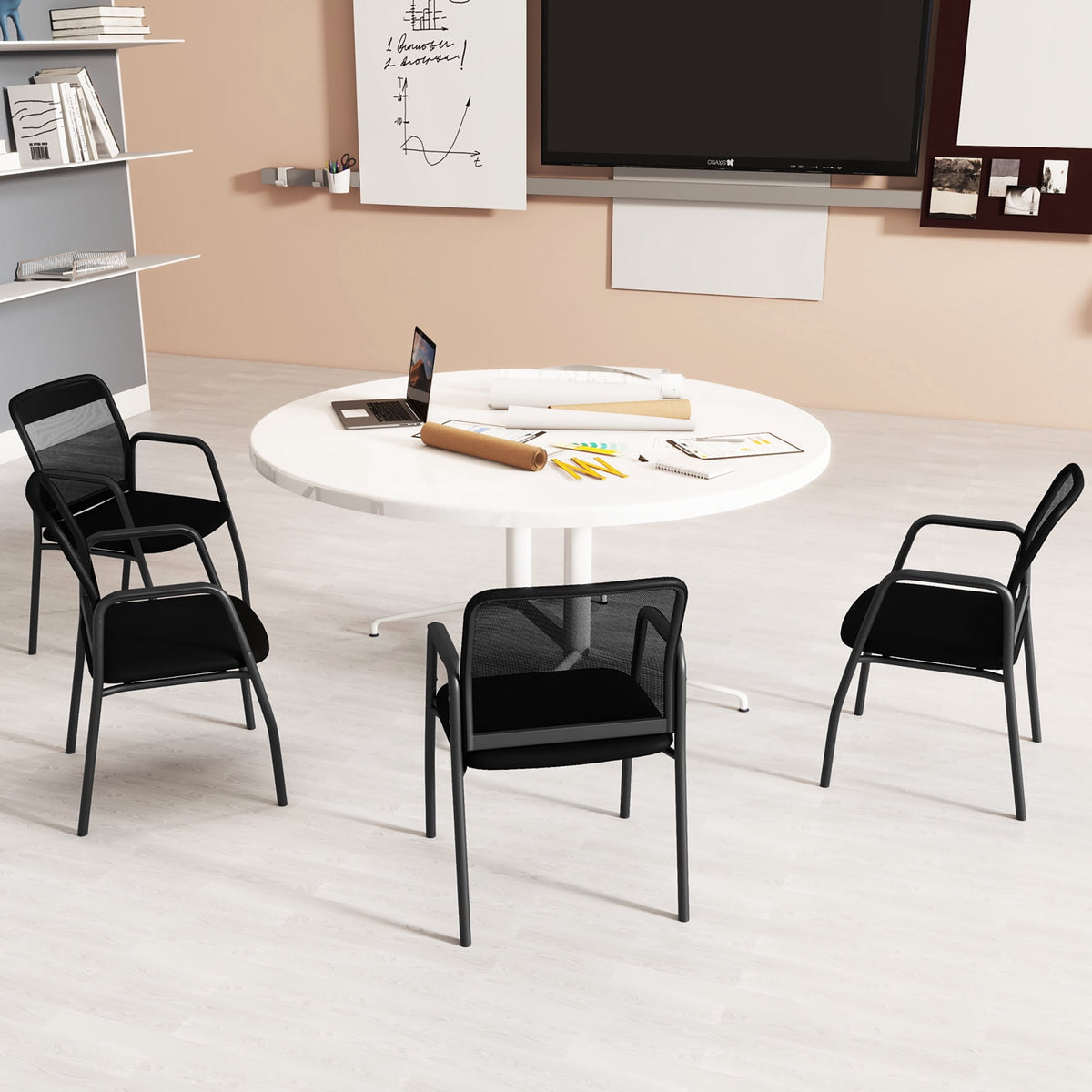 Gymax Meeting Room Chair Set of 12 Waiting Room Chairs w/ Ergonomic Backrest & Armrests