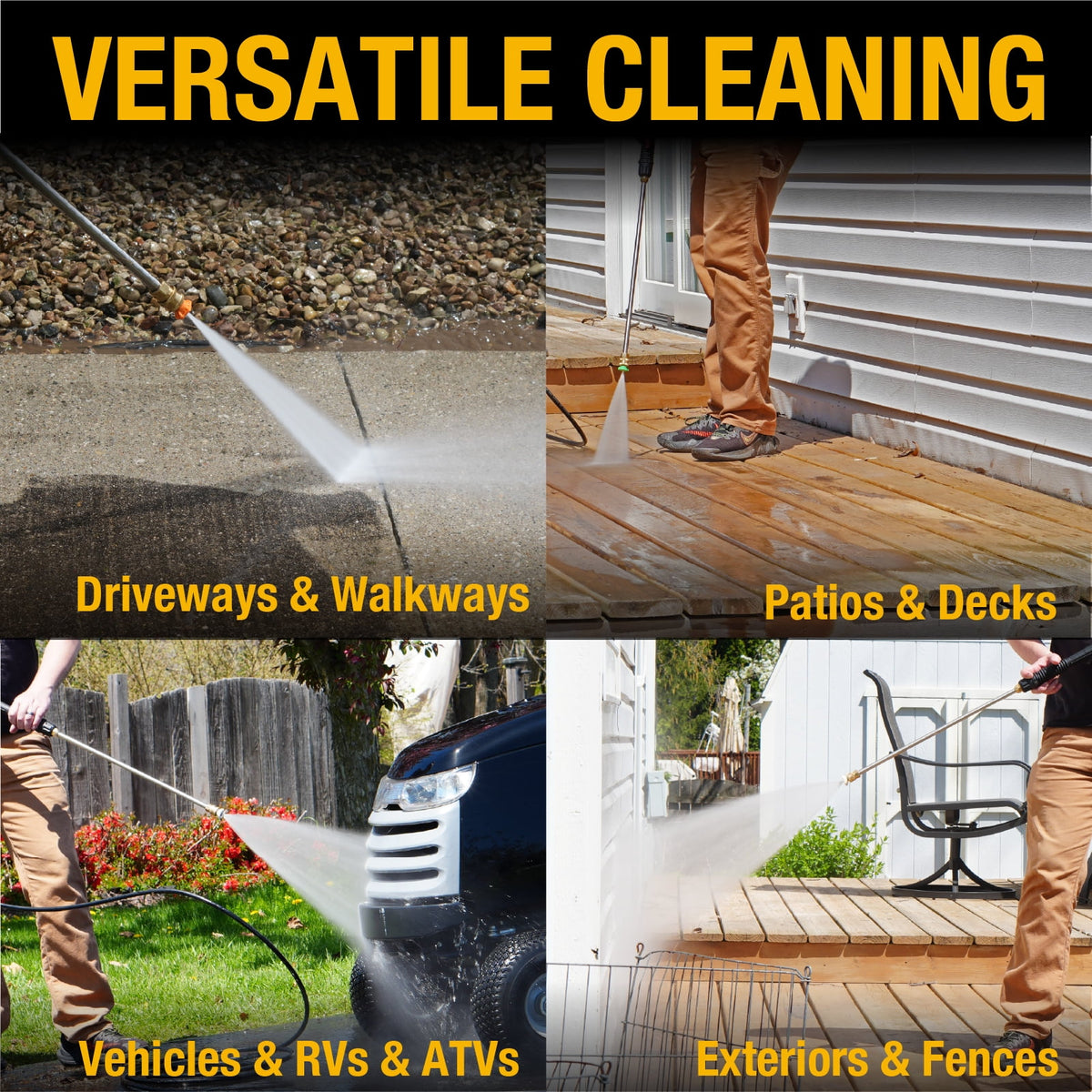 Poulan Pro Gas Pressure Washer, 3100 PSI & 2.5 GPM, 212cc 4-Cycle High Pressure Washer with 30ft Hose and 10-inch Wheels, 21" Spray Lance, 5 Nozzles for Cars Driveways Patios Fences Daily Cleaning