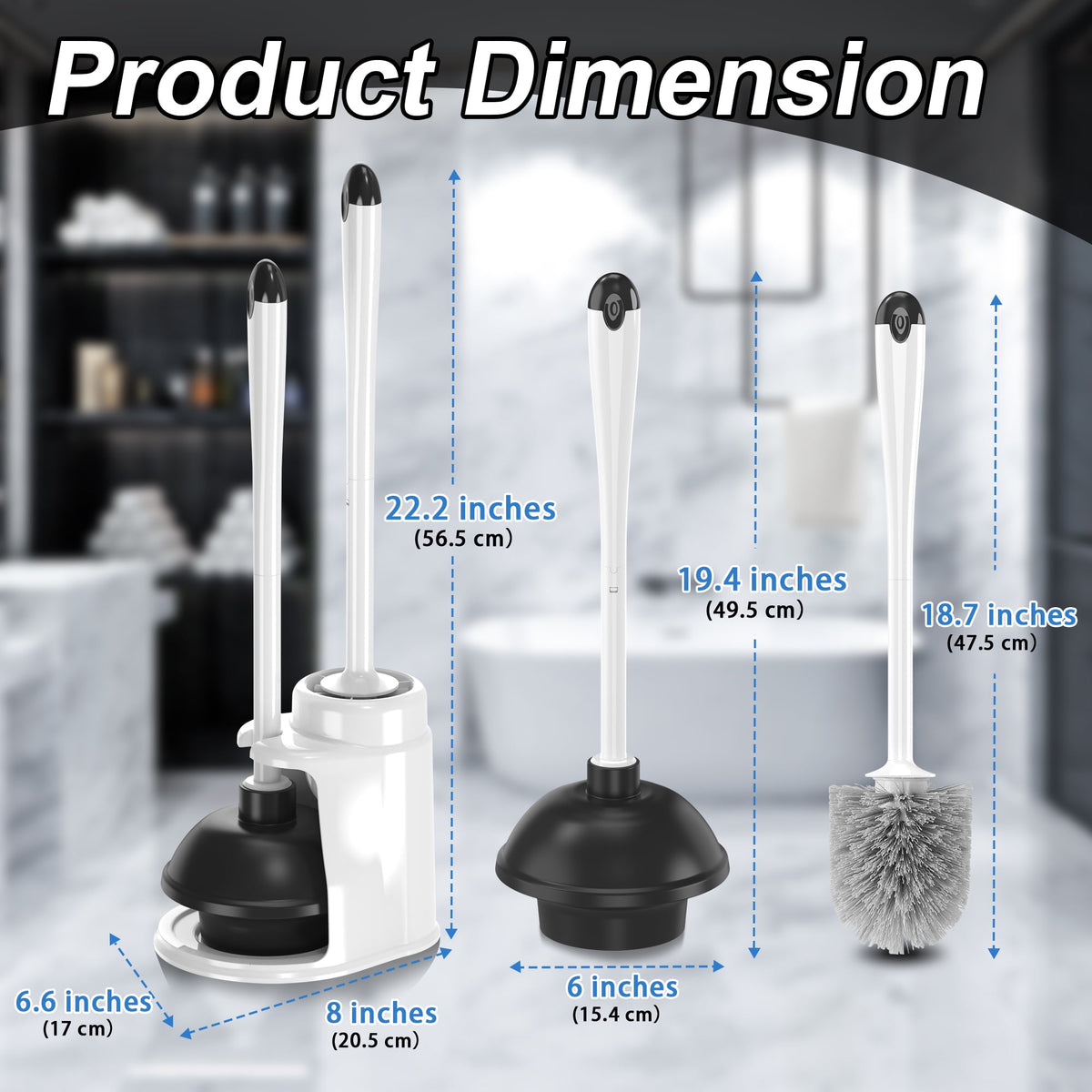 NEWE Toilet Plunger and Brush with Holder Set Heavy Duty
