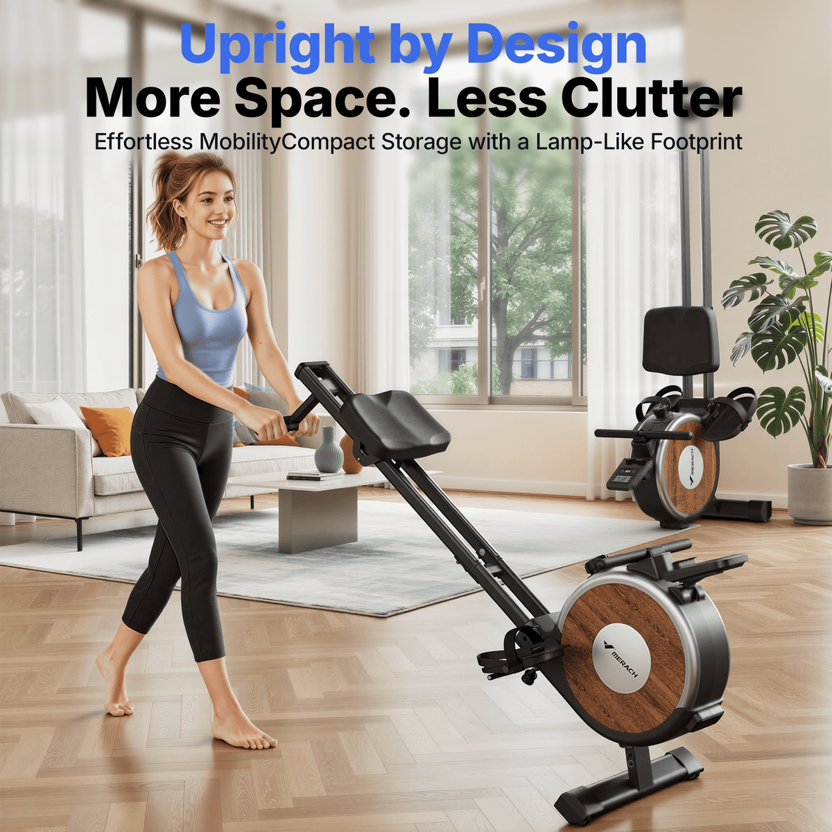 MERACH Magnetic Rowing Machine 350lbs Weight Capacity, 16 Levels of Quiet Resistance, Bluetooth Rowing Machine for Home Workout