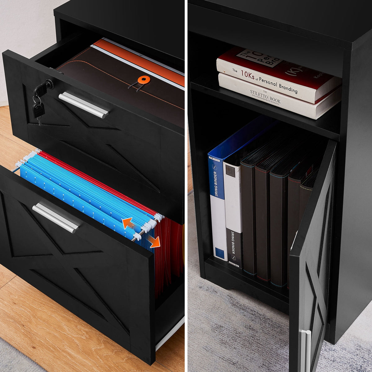 58.2 Inch L-Shaped Executive Desk with Drawers & Storage Shelf, Corner Computer Desk with Power Outlets, Monitor Stand & Printer Shelf