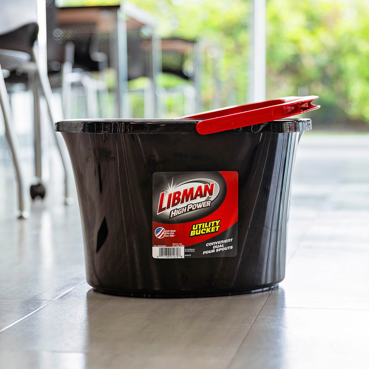 Libman High Power Utility Bucket 3.5 Gallon Black Polypropylene with Ergonomic Handle
