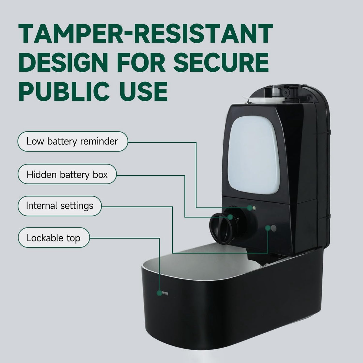 Commercial Automatic Soap Dispenser Large 34oz/1000ml Capacity Wall-Mounted Touchless Liquid Dispenser for High-Traffic Restrooms, Offices, Hospitals Model AD1220S Black
