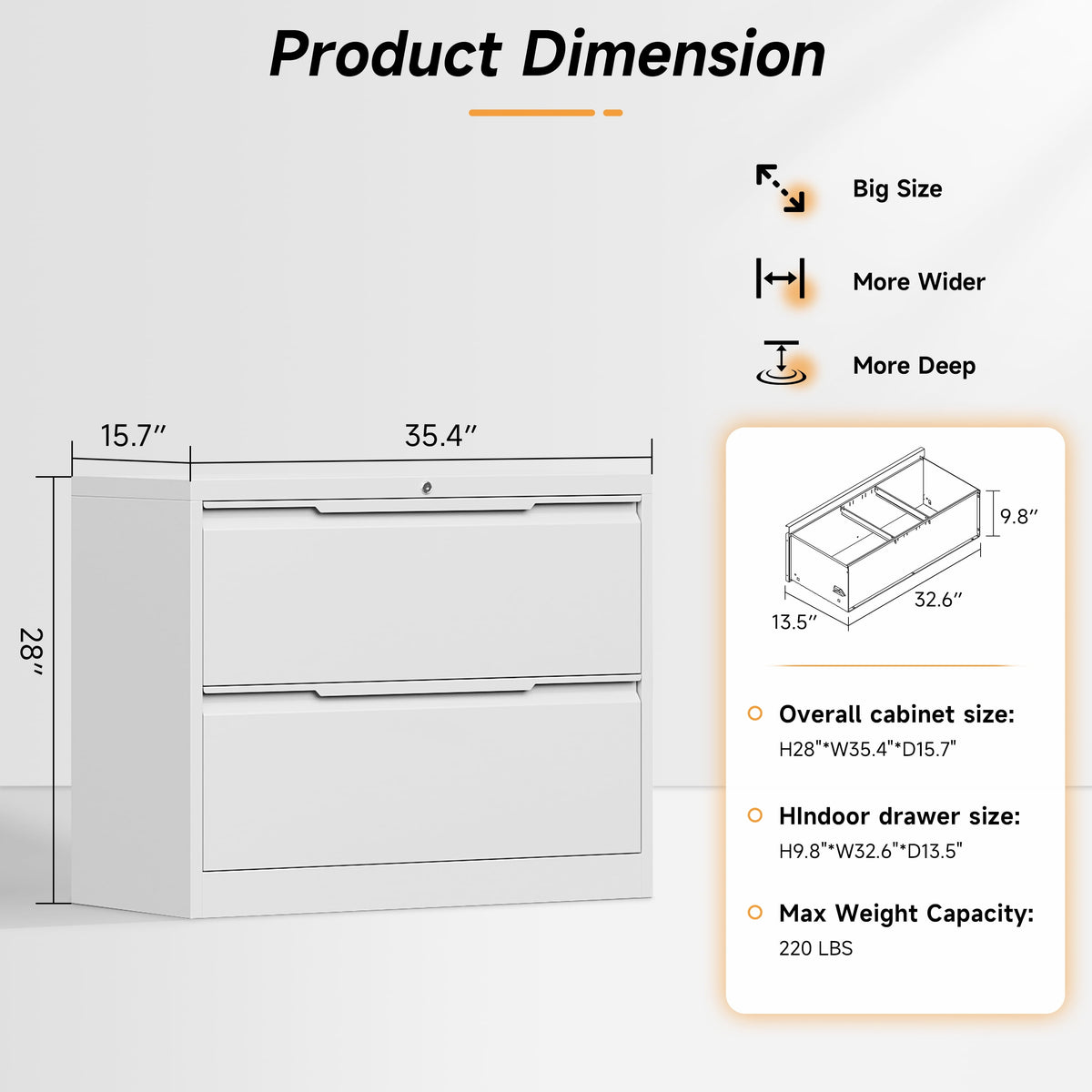 Topass Lateral File Cabinets with Lock, 2 Drawer Steel Wide Filing Organization Storage Cabinets, Steel File Cabinet for A4 Legal/Letter Size, Assembly Required (White, 2 Drawer - 36" W)