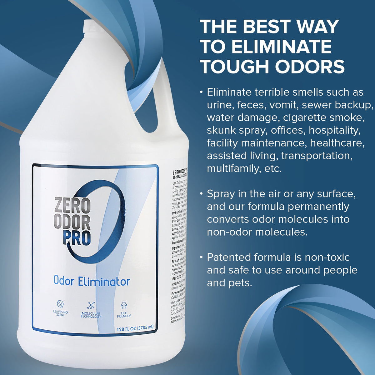 Zero Odor Commercial Odor Eliminator Spray Air & Surface Deodorizer Smell Remover Refill 128 oz