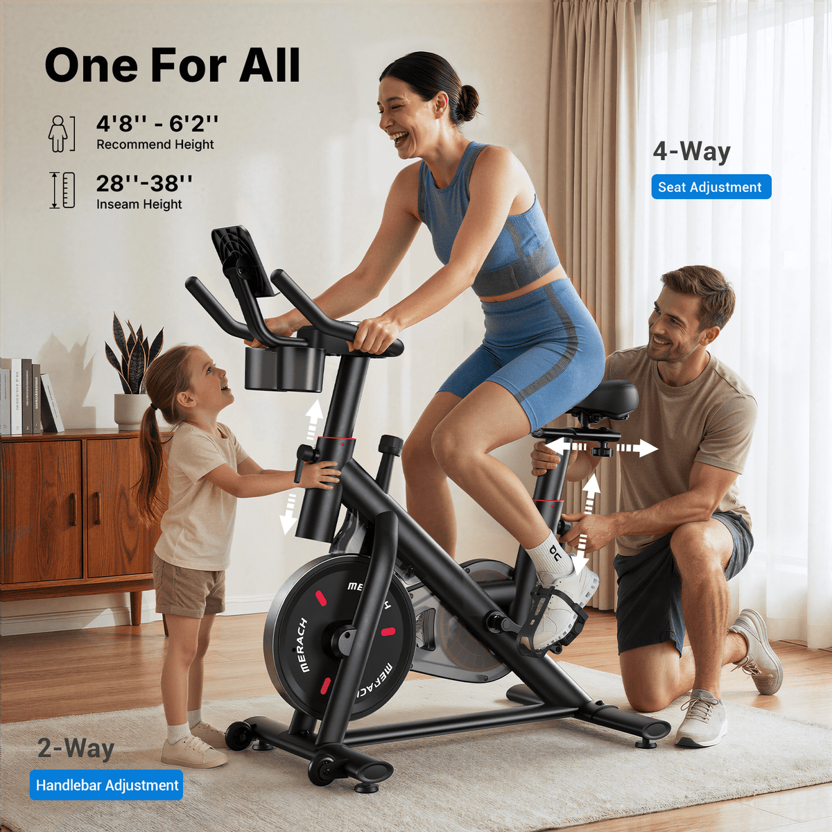 MERACH Stationary Exercise bike with Exclusive Free APP, Indoor Cycling Bicycle with 330lbs Weight Capacity, Silent Belt Drive and Comfortable Seat Cushion for Home Cardio Workout 35 Lbs Flywheel