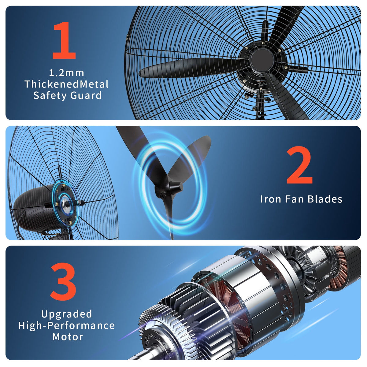 YXSC 30 Inch Industrial Wall Mount Fan, 11200 CFM High Velocity Oscillating Commercial Fan, 3-Speed Heavy Duty Metal Garage Warehouse Workshop Fan with Adjustable Tilt, 120W Motor, Black