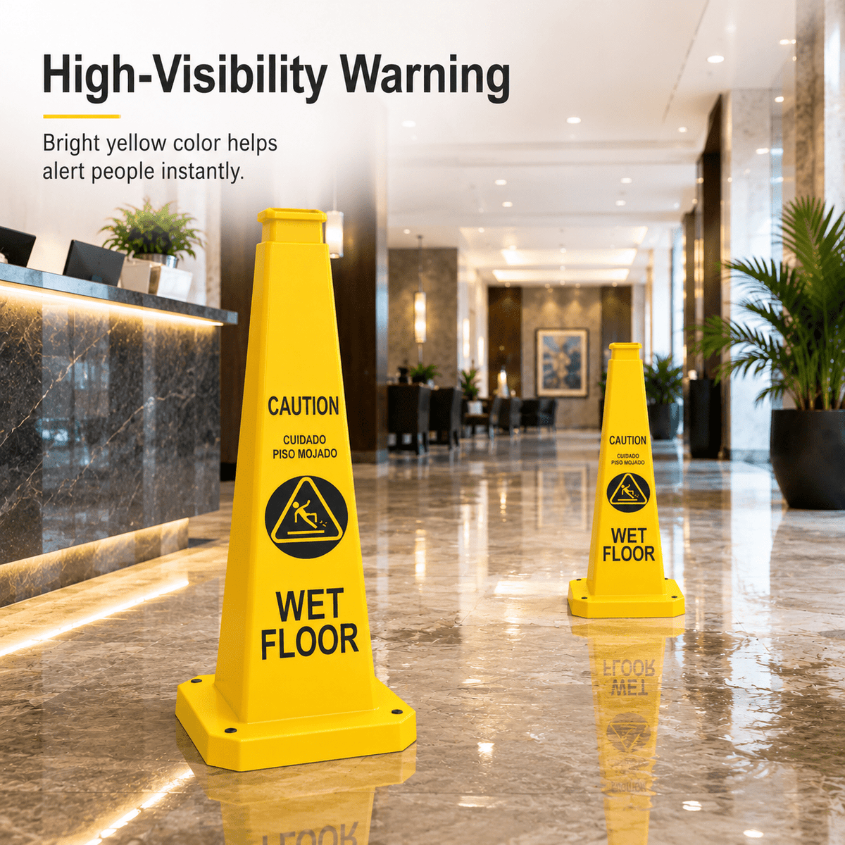 Caution Wet Floor Cones 6 Pack – 28inch Bright Yellow Traffic Safety Cones, Floor Cone Yellow Caution Cones,Stackable Bright Yellow Caution Wet Floor Safety Cones for Warehouse, Retail, Jobsite