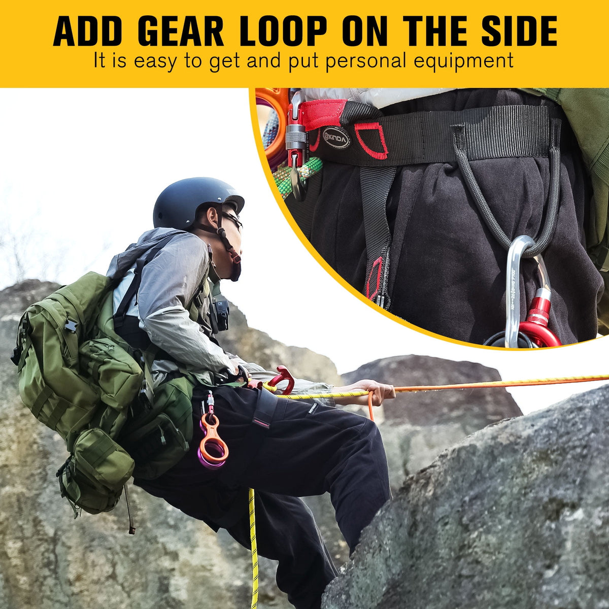 JELLOO Professional Thicken Climbing Harness, Safe Seat Belts - Waist Safety Harness for Rock Climbing, Wider Half Body Harness for Mountaineering, Fire Rescuing, Rappelling & Tree Climbing