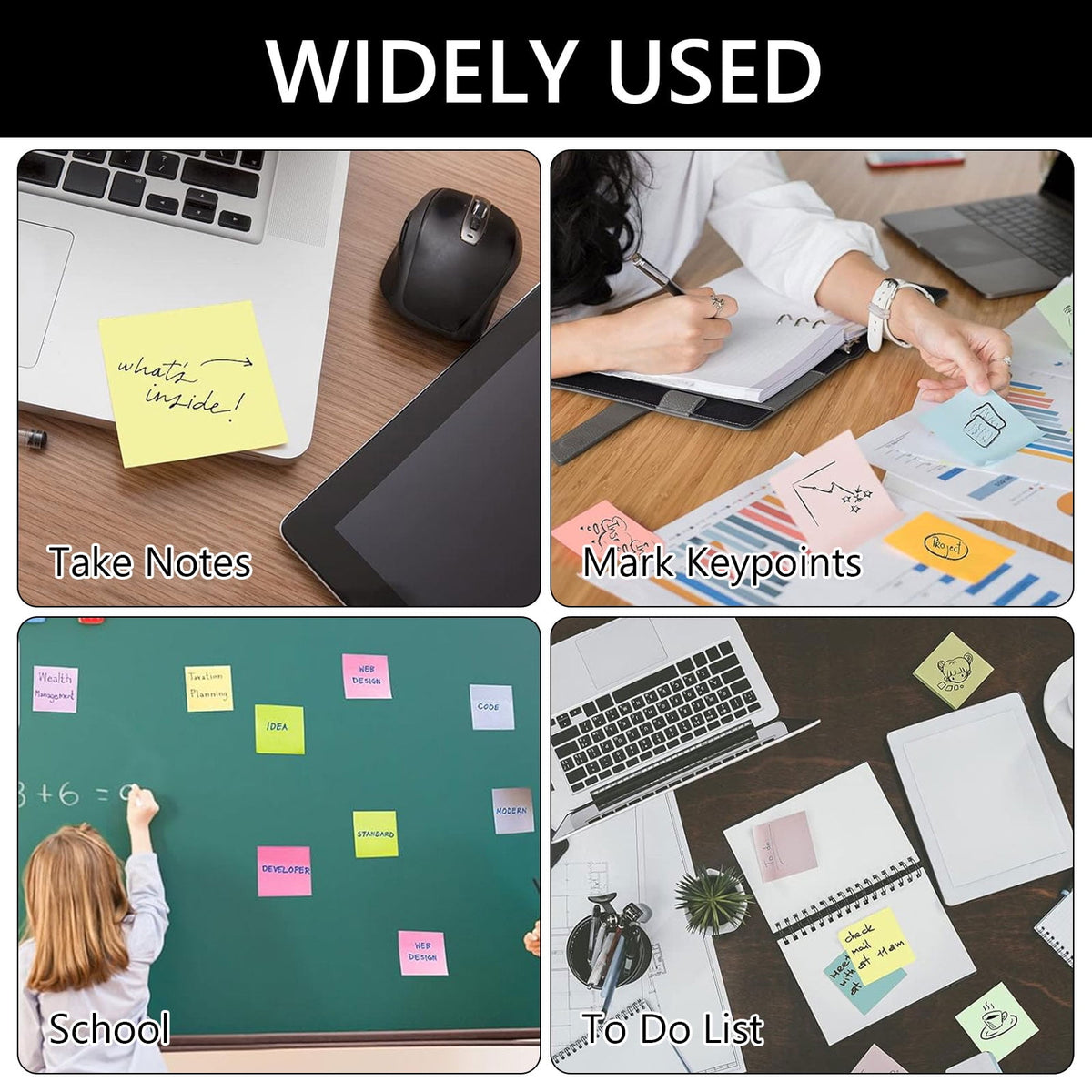 Tripumer 12 Pcs Sticky Notes Pads 3 x 3 inch Premium Sticky Pads Self-Stick Note for Home Office Notebook