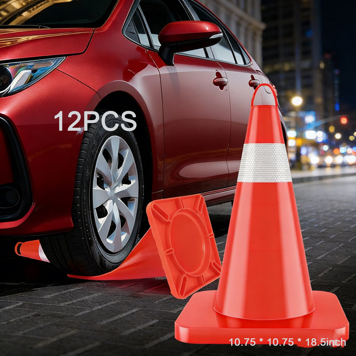 12 Cones Elements Cones PVC Material Safety Cones Traffic Cones, Reflective Collar Can Be Connected To A Chain High Resilience Impervious To Crushing, for Warehouse Parking Marking