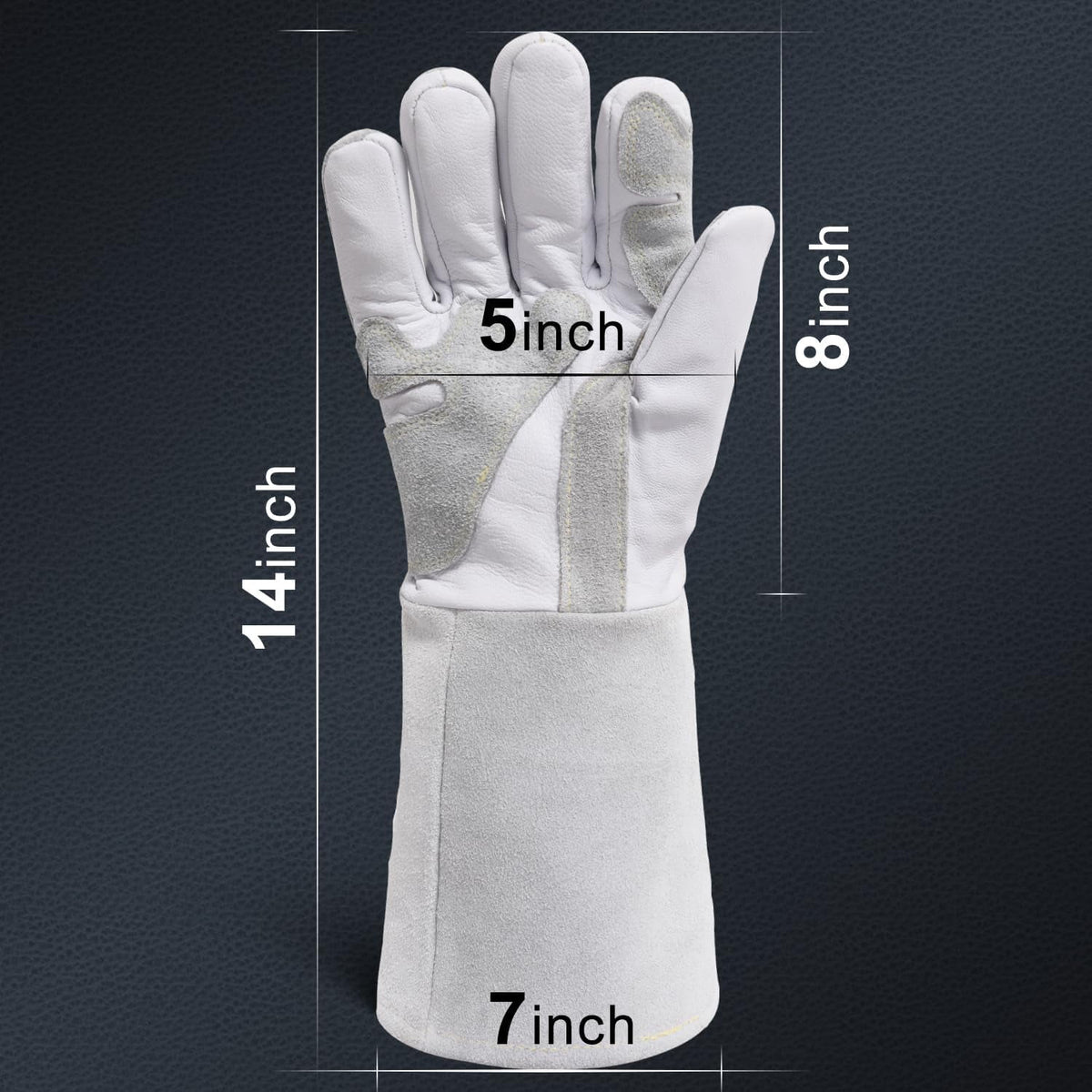 Cowhide Leather Protective Stick Welding Steel Fabrication Gloves,14 Inch Large