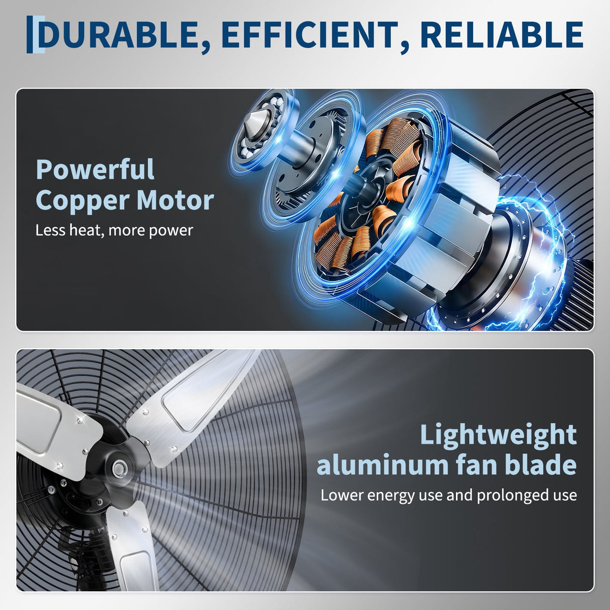 Wall Mount Fan 26 Inch High Velocity Industrial Oscillating with Dual Pull Cord, 4900CFM Heavy Duty Metal Fan 3 Speeds for Garage Workshop Patio