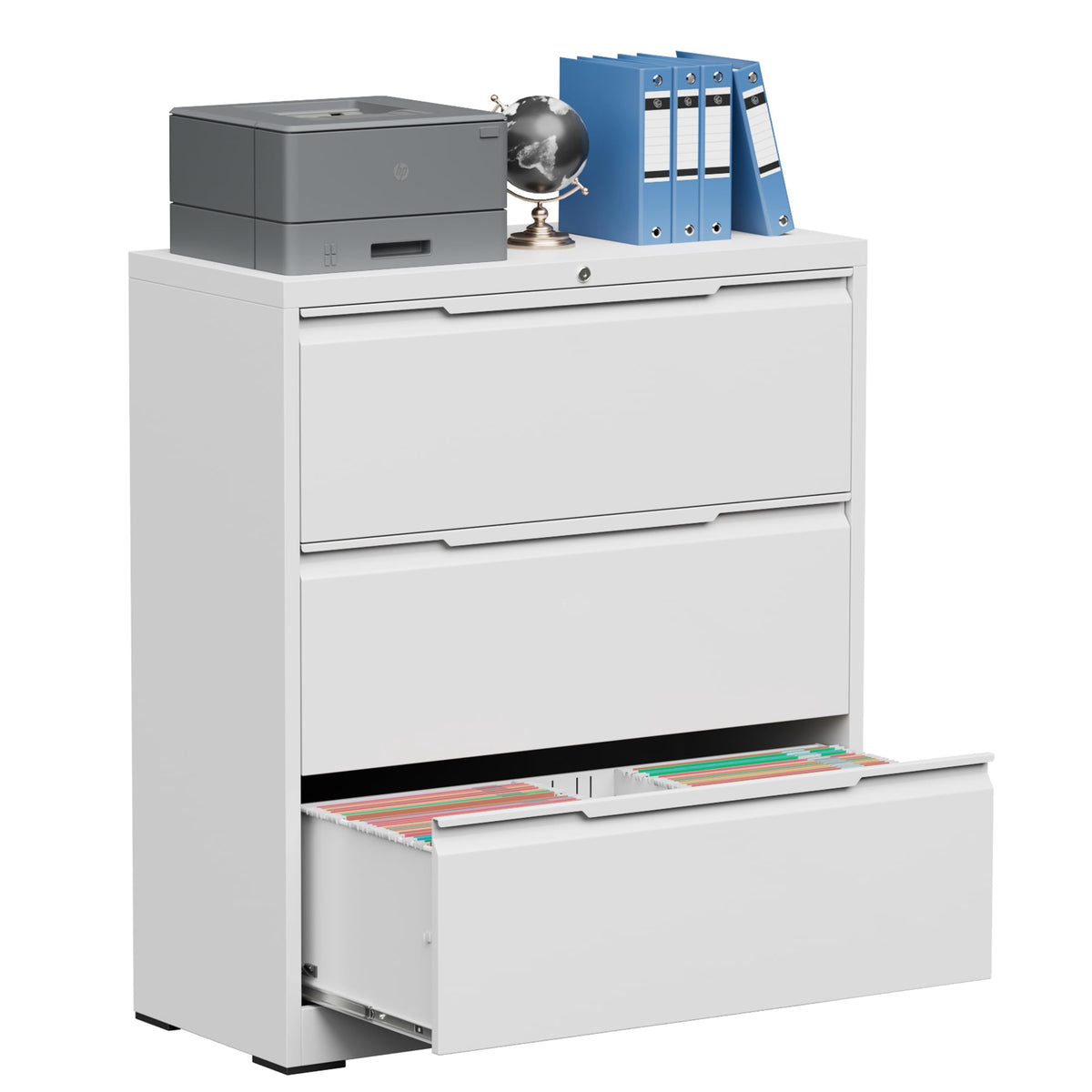 Topass Lateral File Cabinets with Lock, 2 Drawer Steel Wide Filing Organization Storage Cabinets, Steel File Cabinet for A4 Legal/Letter Size, Assembly Required (White, 2 Drawer - 36" W)