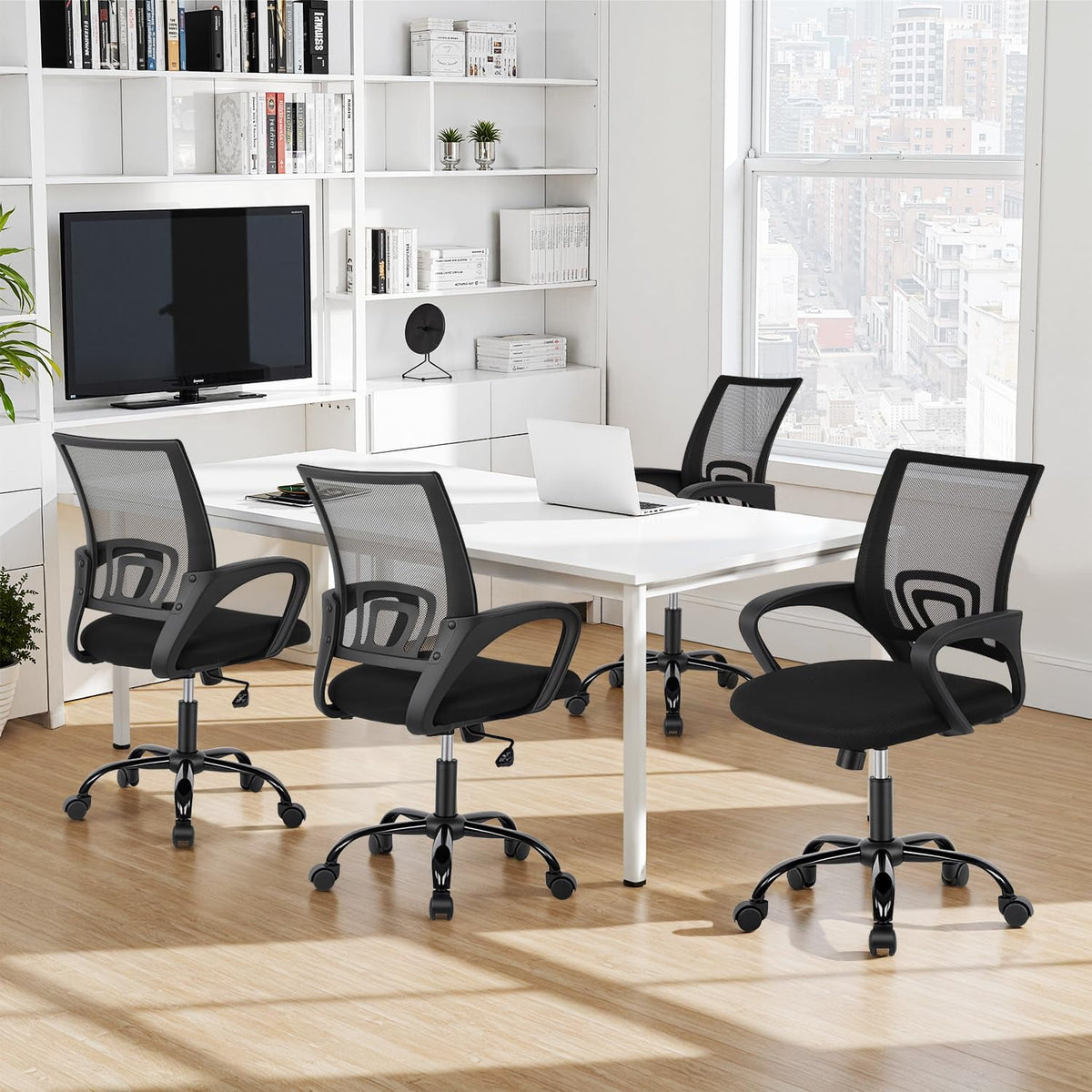BestOffice Ergonomic Home Office Chair, Adjustable Lumbar Support and Height, with Arms, Black