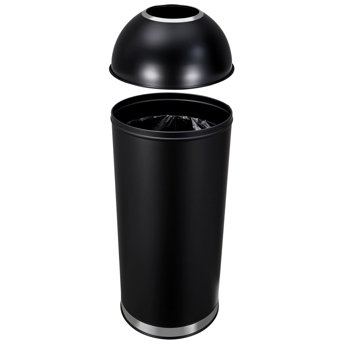 Huisuilinss 17 Gallon Trash Can,Black Open Top Trash Can,Commercial Stainless Steel Industrial Waste Basket Container, Metallic Black Large Garbage Enclosure for Home, Office, Restaurant, Restroom
