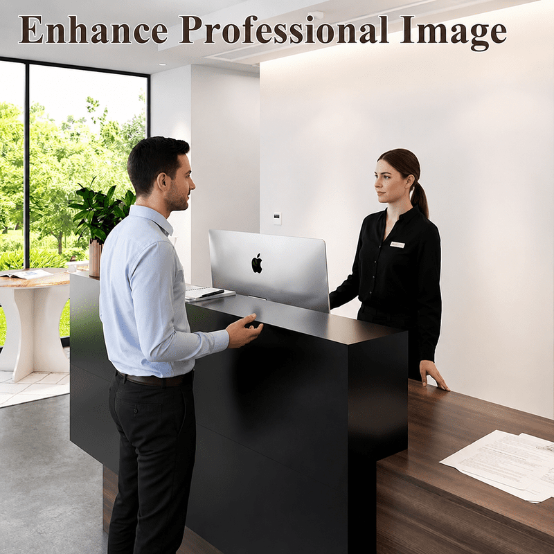 83" Modern Executive Reception Desk with Privacy Panel, Front Desk for Office Lobby, Salon, Clinic, Corporate Waiting Area