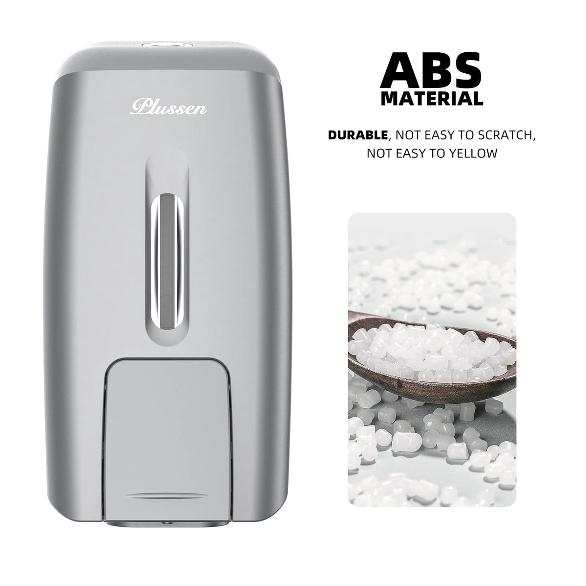 Plussen Manual Wall-Mounted 27oz Commercial Soap & Lotion Dispenser, Silver