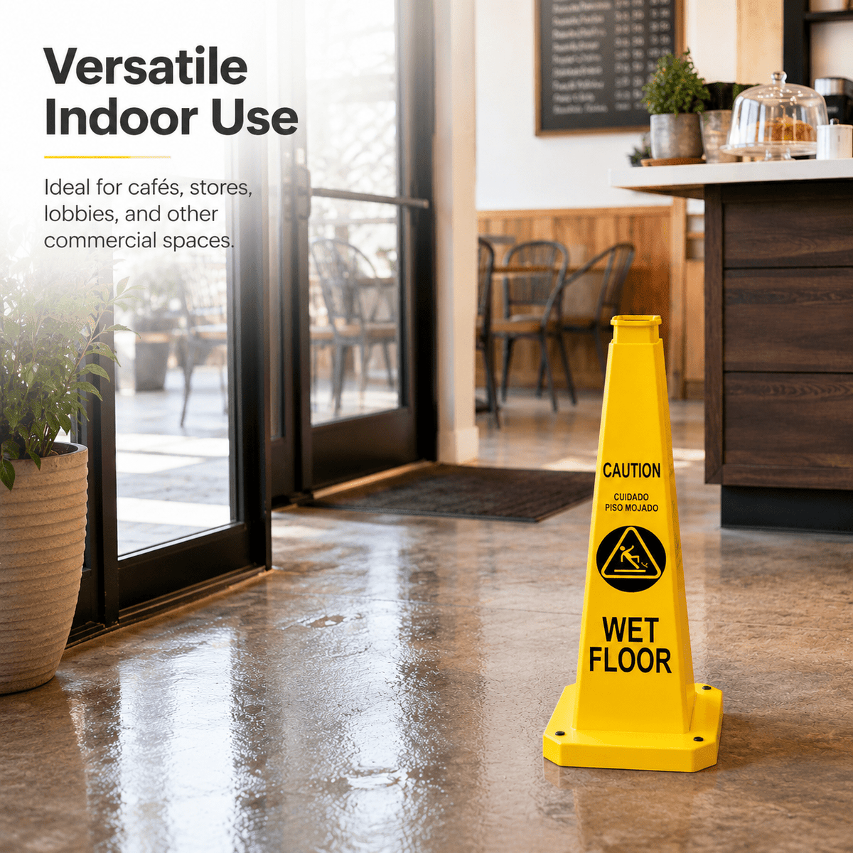 Caution Wet Floor Cones 6 Pack – 28inch Bright Yellow Traffic Safety Cones, Floor Cone Yellow Caution Cones,Stackable Bright Yellow Caution Wet Floor Safety Cones for Warehouse, Retail, Jobsite