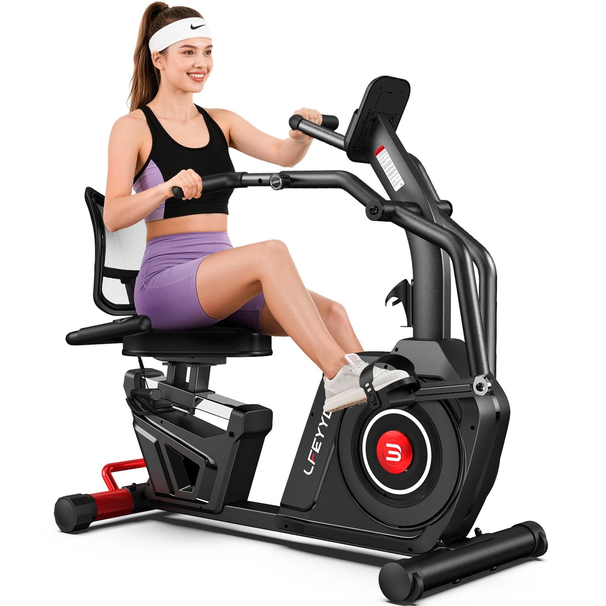 LFEYYD Light Commercial Recumbent Exercise Bikes for Seniors Magnetic Cross Trainer & Elliptical Machine with Arm Exerciser, Smart Bluetooth 400 lbs