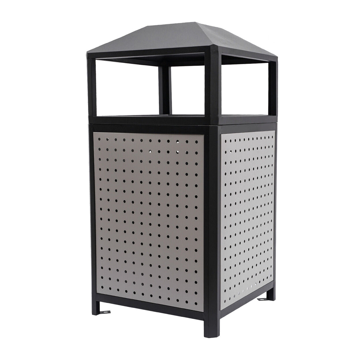 38-Gallon Outdoor Trash Can with Build-in Ashtray Industrial Waste Trash Can Waste Container Stainless Steel Industrial Durable Trash Can