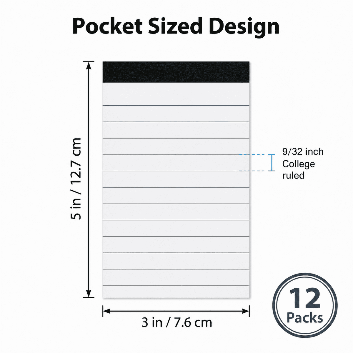 TAVENE 12 Pack Small Notepads, 3 x 5 Inch Lined Memo Pads, 30 Sheets Each, Desk Writing Pads for Office Use