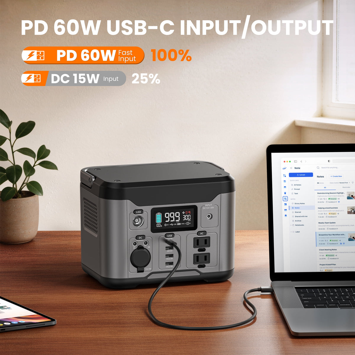 Qunler 300W 296Wh Portable Power Station, 60W PD Usb-C Backup Power Supply with Pure Sine Wave 120V AC Outlet for Outdoor Camping, Home Use and Emergencies, Gray