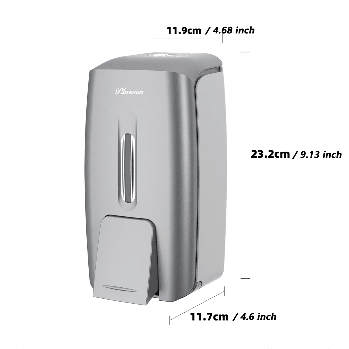 Plussen Manual Wall-Mounted 27oz Commercial Soap & Lotion Dispenser, Silver