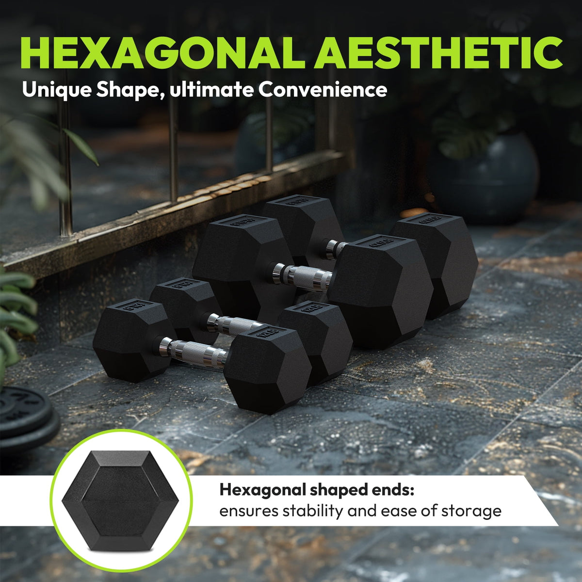 HANDBODE Hex Dumbbell Set A 255 lb, Space-Saving Design, Durable Rubber-Encased & Ergonomic Hand Weights for Home Gym, Strength Training and Fitness