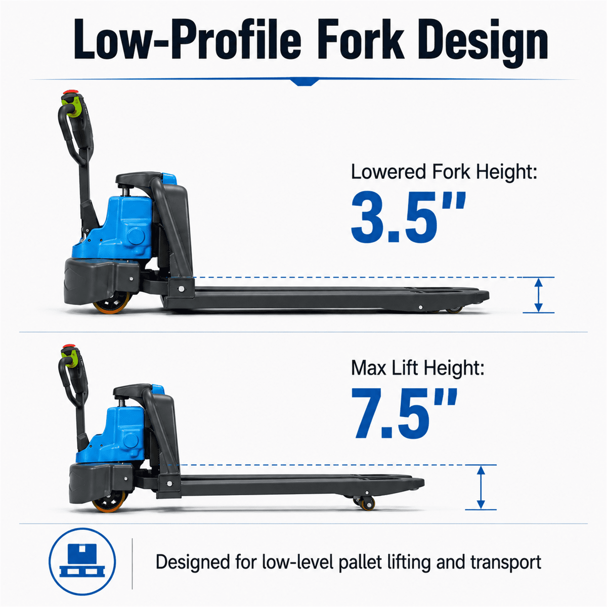 HPDMC Li-Ion Electric Pallet Truck, 3306 lbs Capacity Electric Pallet Jack with 48" Forks, Ergonomic Control Handle, PU Load Wheels, Easy-Access Charging Port for Warehouse Use