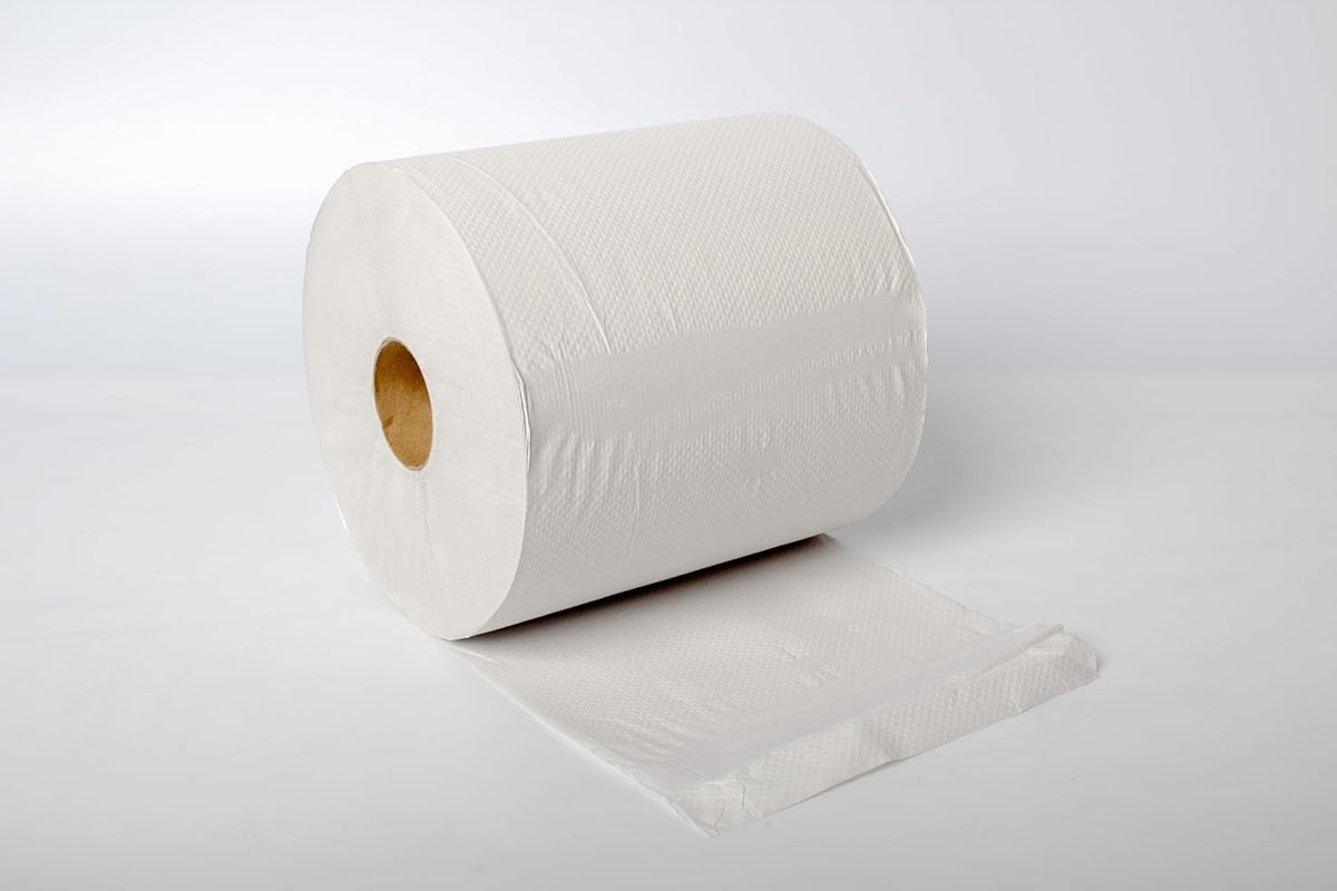 Karat Commercial Paper Towel Rolls, White, 1-Ply, 7.76 in x 750 ft, Case of 6