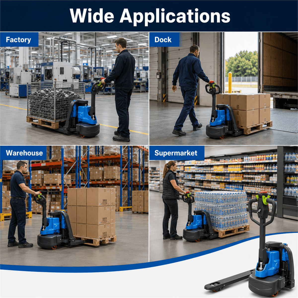 HPDMC Li-Ion Electric Pallet Truck, 3306 lbs Capacity Electric Pallet Jack with 48" Forks, Ergonomic Control Handle, PU Load Wheels, Easy-Access Charging Port for Warehouse Use