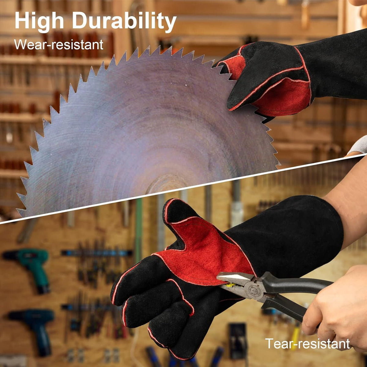ARCCAPTAIN Leather Forge Welding Gloves, 16" Heat/Fire Resistant, for Stick/MIG/TIG/Forge/BBQ/Grill/Fireplace, Cowhide, 662°F Rating