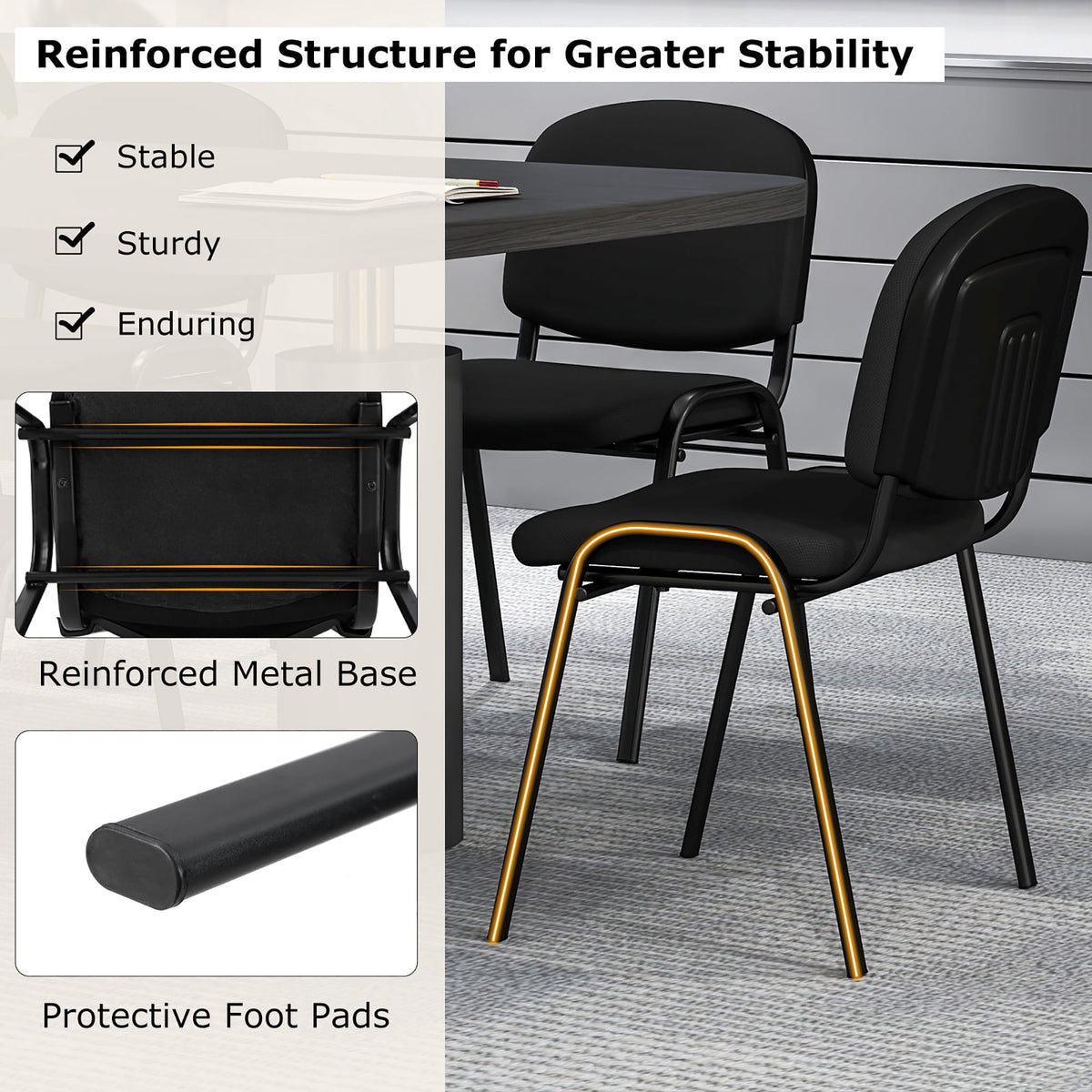 Gymax Set of 10 Office Guest Chair Stackable Reception Chair Waiting Conference Room