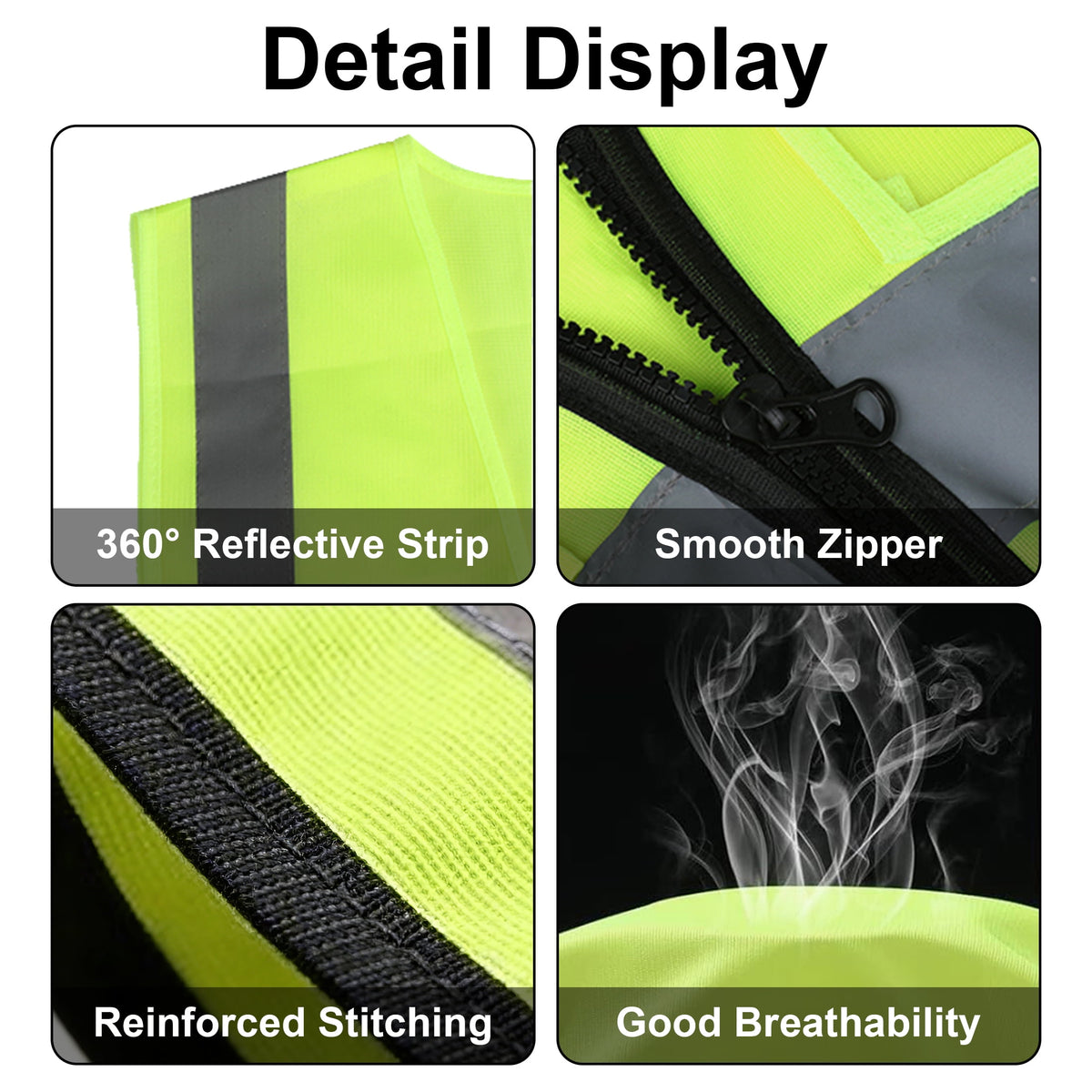 cyrico 2 Pack Safety Vests with Reflective Strips and 4 Reflective Arm Bands, High Visibility Zipper Front Vests for Men and Women, Suitable for Running, Cycling, Walking, Outdoor Activities
