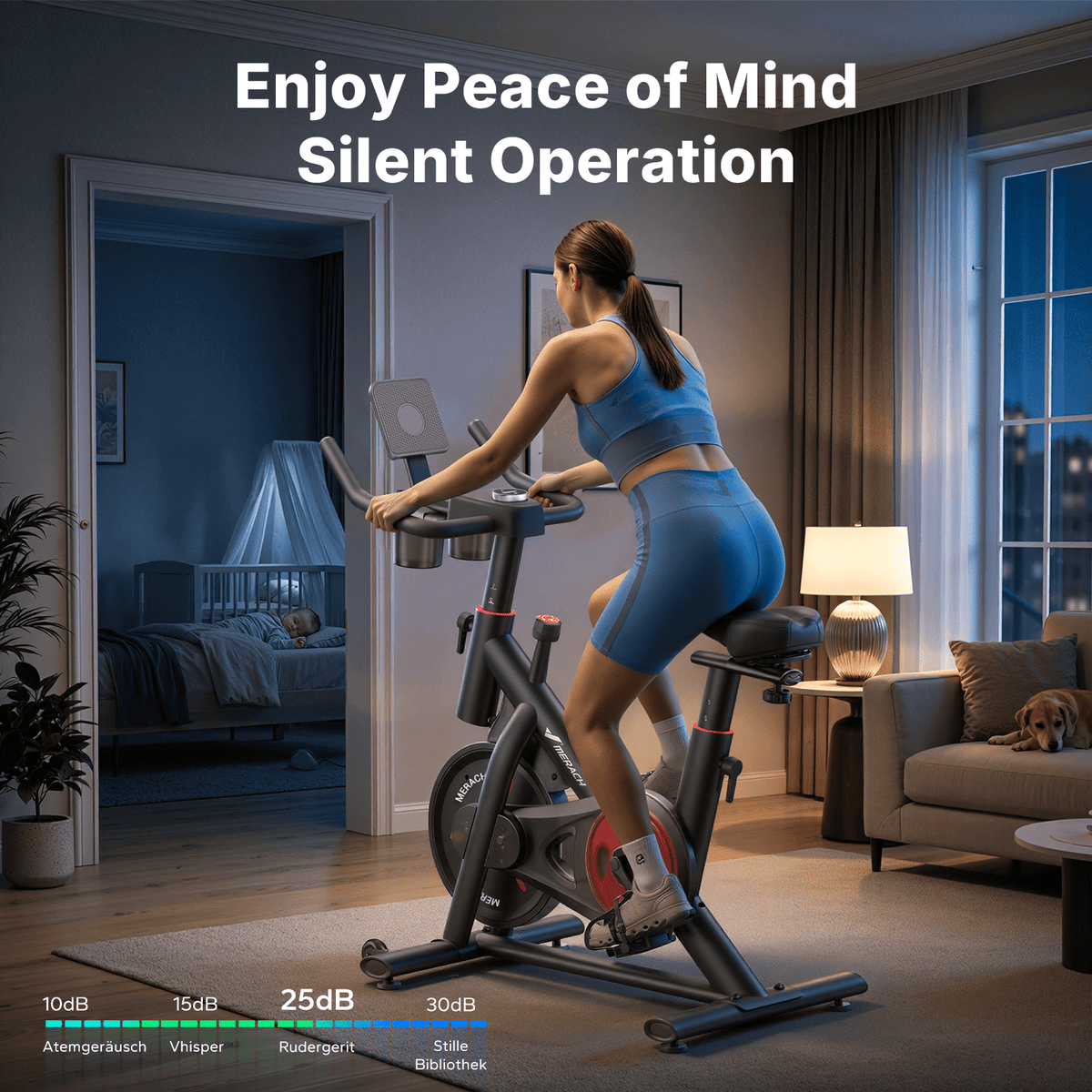 MERACH Stationary Exercise bike with Exclusive Free APP, Indoor Cycling Bicycle with 330lbs Weight Capacity, Silent Belt Drive and Comfortable Seat Cushion for Home Cardio Workout 35 Lbs Flywheel