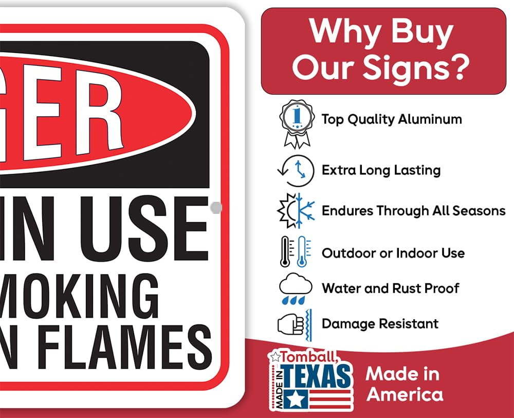 Danger Oxygen in Use, No Smoking or Open Flames - Use Indoor/Outdoor - Sign Metal Tin Sign 8x12 Inch
