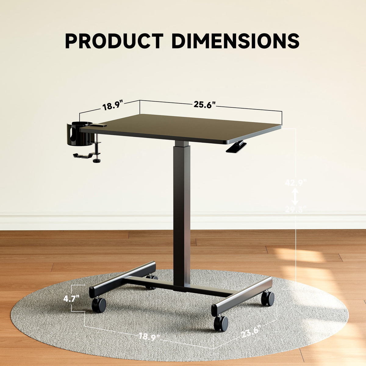 RoleDes Adjustable Standing Desk, Small Portable Workstation - Home Office (Black)