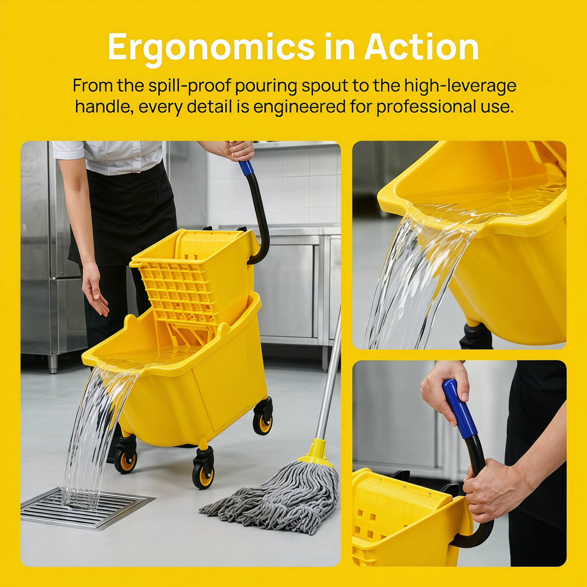 Kadyn Cleaner Machine, Vacuum Cleaner,26 Quart Side Press Wringer Commercial Mop Bucket