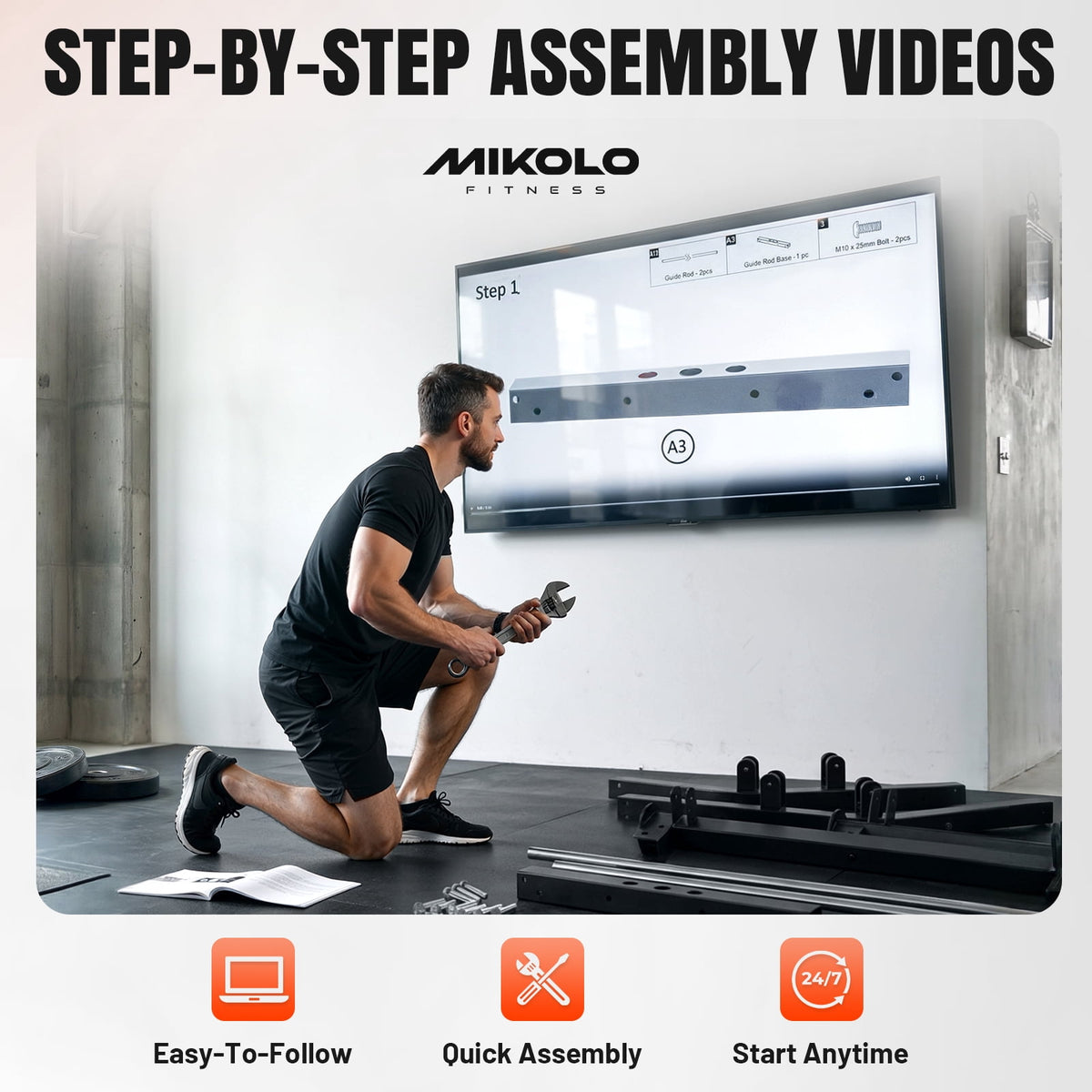 Mikolo Functional Trainer with 400lbs Weight Stack, Cable Crossover Machine with Independent Double Pulley System, 2000lbs Multi-Functional Chest Fly Machine, Lat Pulldown Machine Home Gym with Bench