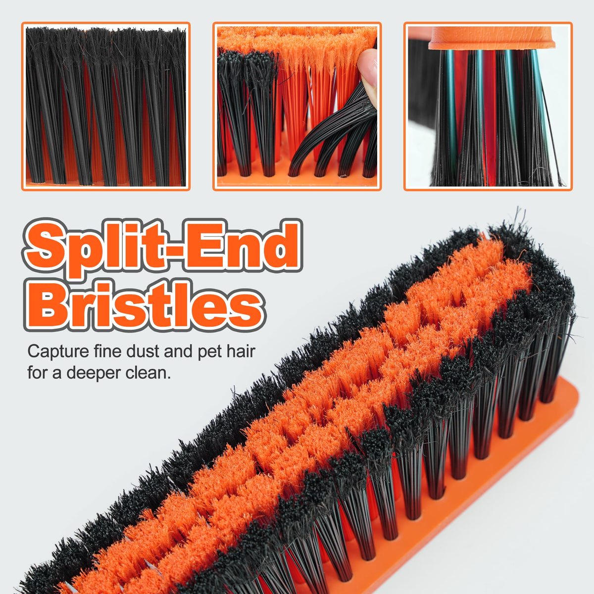 JEHONN 15.7" Wide Push Broom Outdoor Heavy Duty (Orange)