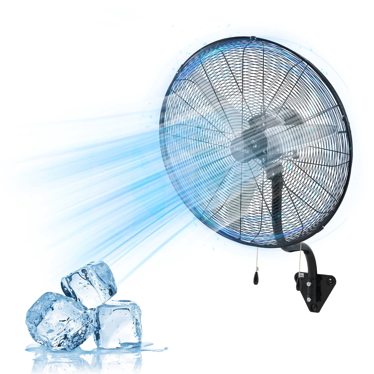 Wall Mount Fan 26 Inch High Velocity Industrial Oscillating with Dual Pull Cord, 4900CFM Heavy Duty Metal Fan 3 Speeds for Garage Workshop Patio