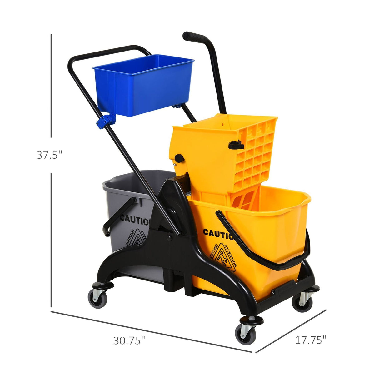 Mop Bucket with Wringer - 13.8 Gallon Commercial Mop Bucket Cart - Side Press Mop Bucket with Wheels - Heavy Duty Cleaning Bucket for Home, Office & Commercial Use