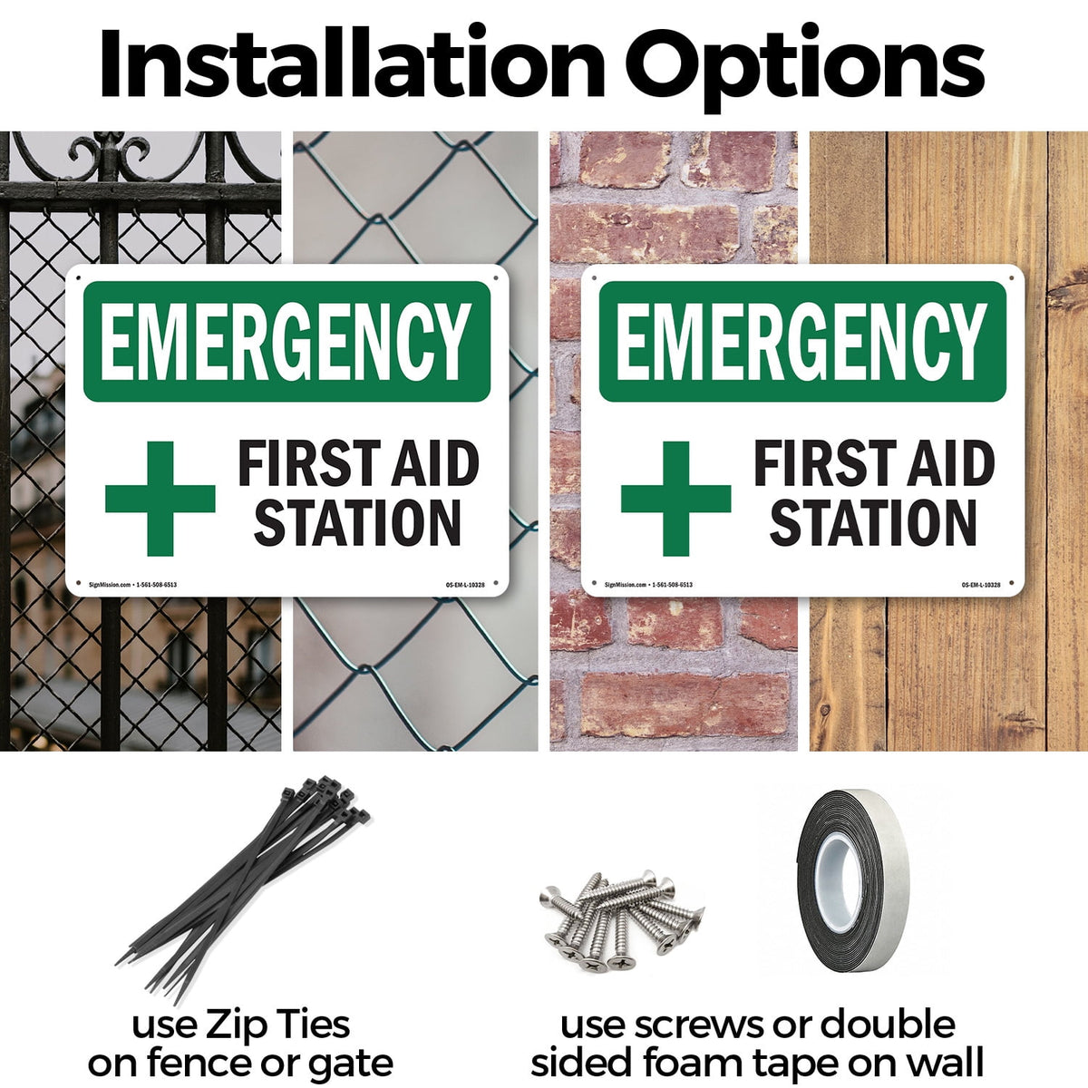 First Aid Station OSHA Emergency Aluminum Sign 18 Inch x 12 Inch - 10 Pack