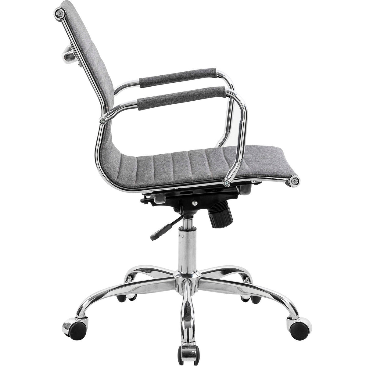 Interion Conference Room Chair with Mid Back & Fixed Arms Fabric Gray